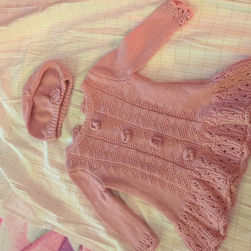 Girls 12m sweater dress with hat